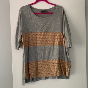 Anthropologie pleather and cotton dolman top